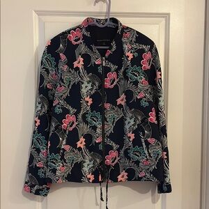 Banana Republic birds of paradise zip-up bomber jacket Medium